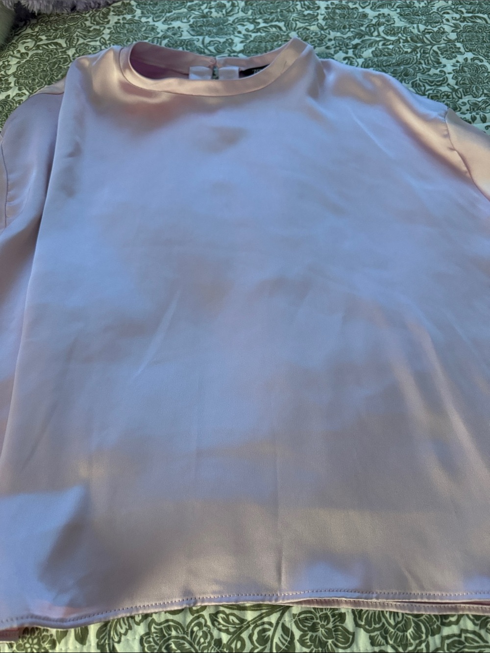 Zara Light Lavender Satin Crewneck Top